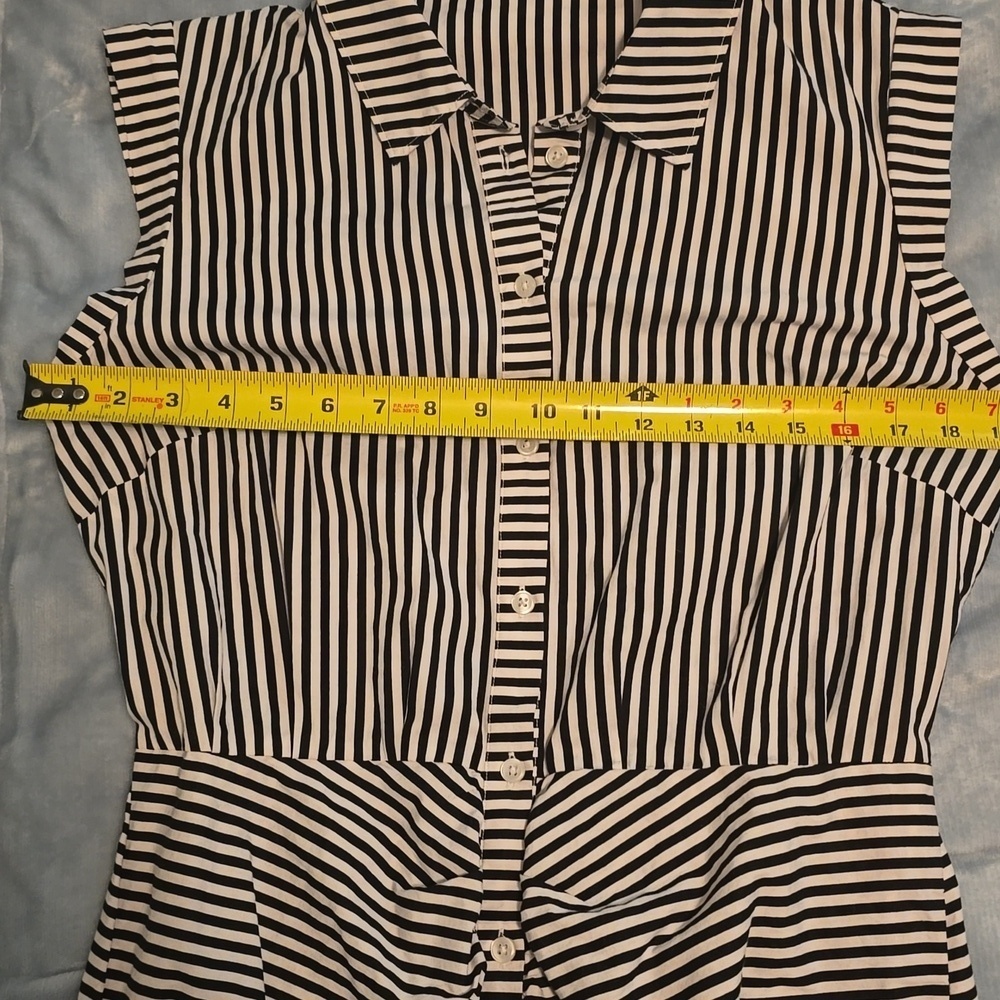 Madison Striped Button Down Cotton Dress Size M (0728C) - Picture 5 of 7